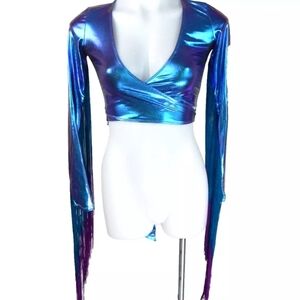 Club Exx Euphoric Element Holographic Crop Top